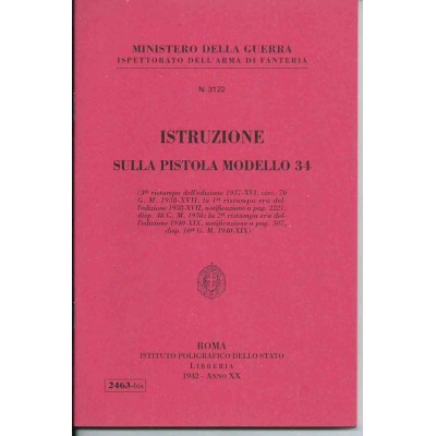 BOOK REPRINT INSTRUCTION HANDBOOK BERETTA M 34 - TFC