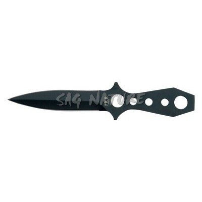 Entirely stainless steel throwing knife, 11 cm black blade, nylon sheath - JOKER