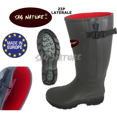 Hiiumaa Knee Boot In Dark Green Rubber With 4 Mm Neoprene Interior And Side Zip - SAG NATURE