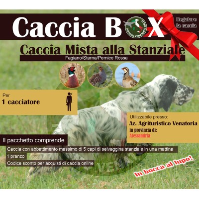 PIEMONTE ALESSANDRIA - CACCIA MISTA ALLA STANZIALE MAX 5 CAPI - 1 CACCIATORE - PACCHETTO CACCIABOX